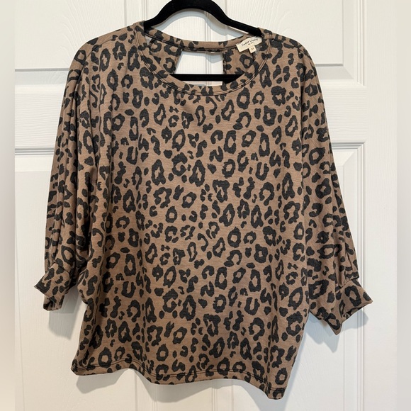 Sweet Lovely By Jen Tops - Sweet Lovely Brown Leopard Print Long Sleeve Top